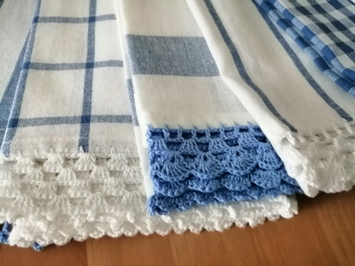 Sada šesti bavlněných utěrek modro bílých — foto 3