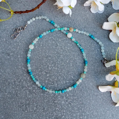 Akvamarín s tyrkysem choker — foto 3