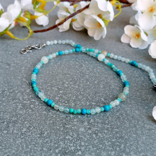 Akvamarín s tyrkysem choker — foto 4