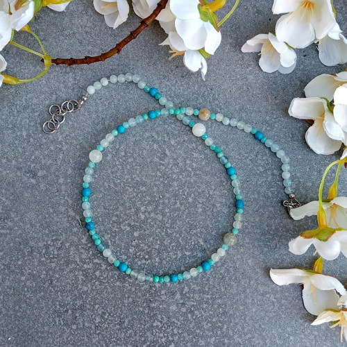 Akvamarín s tyrkysem choker — foto 5
