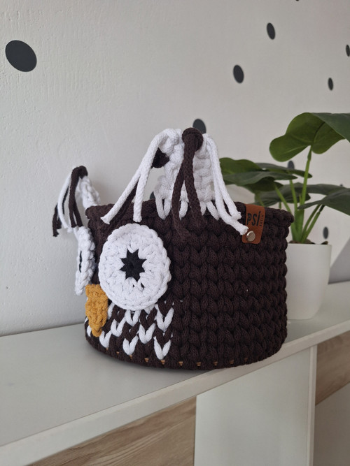 Háčkovaný košík- hnědá sova — foto 2