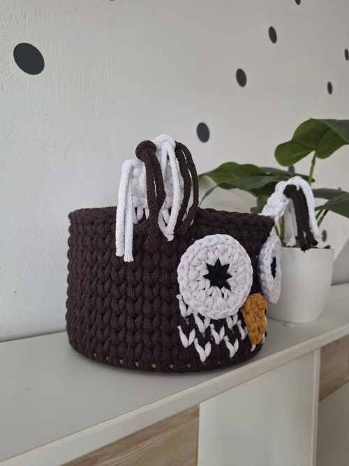 Háčkovaný košík- hnědá sova — foto 3