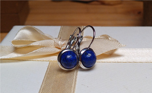 Lapis lazuli elegantní náušnice chirurgická ocel — foto 2
