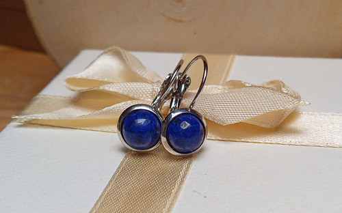 Lapis lazuli elegantní náušnice chirurgická ocel — foto 5