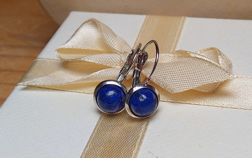 Lapis lazuli elegantní náušnice chirurgická ocel — foto 4