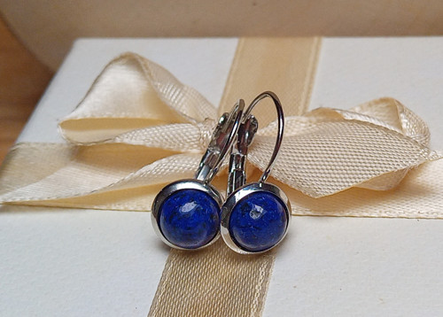 Lapis lazuli elegantní náušnice chirurgická ocel — foto 6