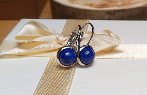 Lapis lazuli elegantní náušnice chirurgická ocel — foto 3