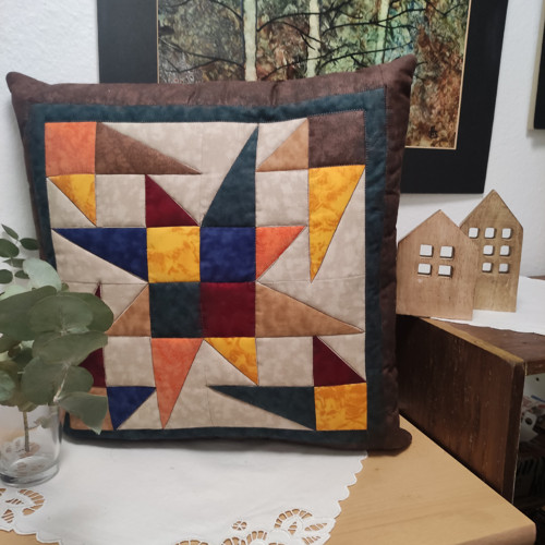 Povlak na polštář patchwork hnědý mramory — foto 4