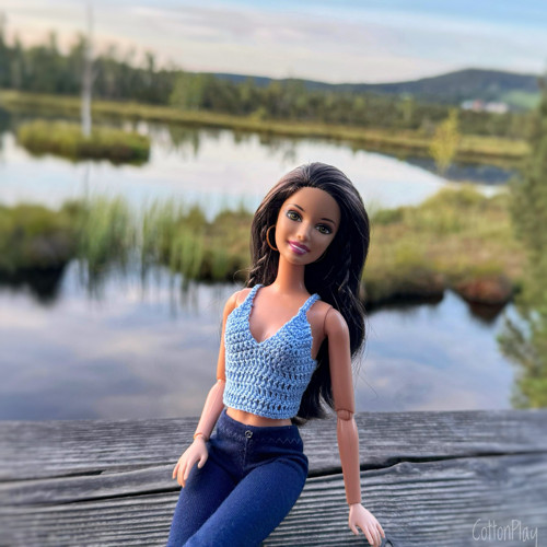 Barbie - kašmírově modrý háčkovaný top — foto 2