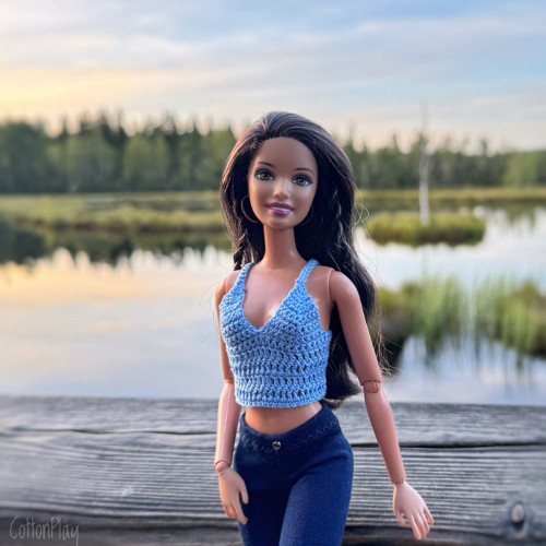 Barbie - kašmírově modrý háčkovaný top — foto 3