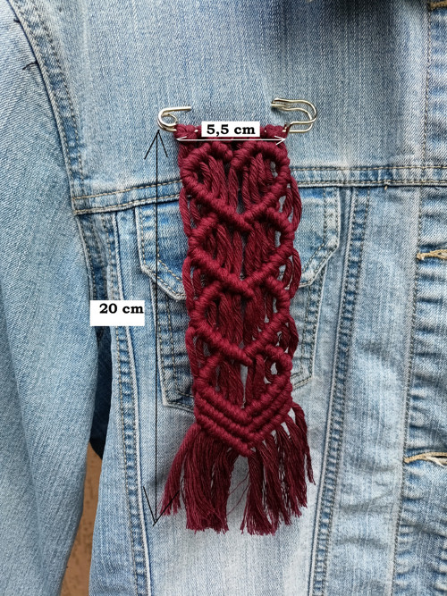 Boho ozdobný špendlík, bordový — foto 2