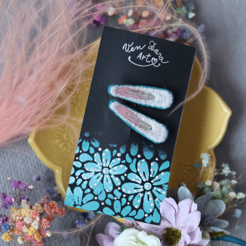 Set vyšívaných sponek - Turquoise — foto 2