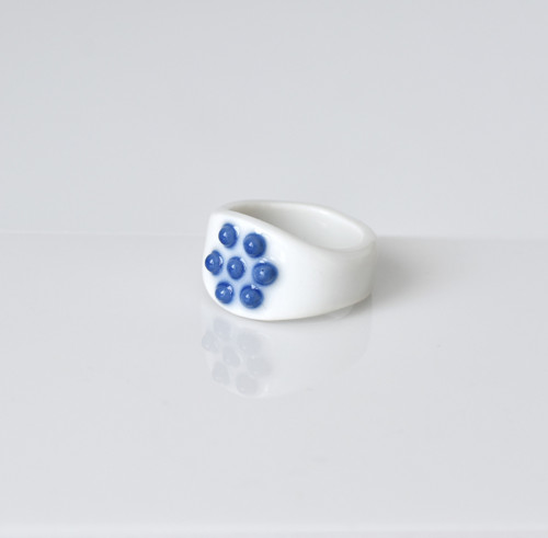 Porcelánový prsten modrobílý — foto 3