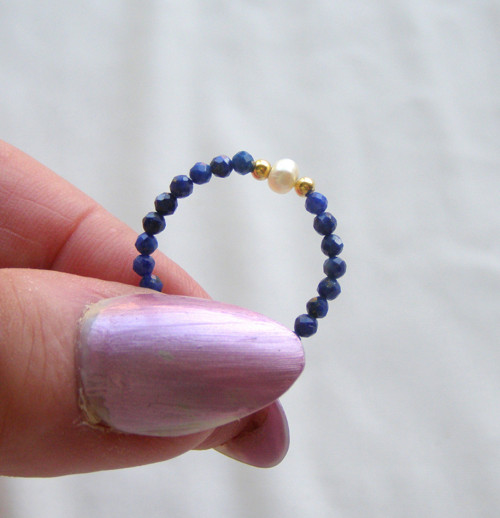 BROUŠENÝ LAPIS LAZULI 0.2*PERLA*AG*prsten — foto 3