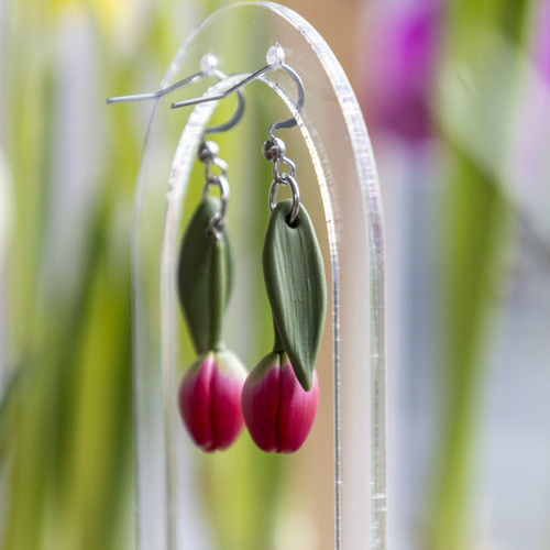Náušnice - malinové tulipány — foto 5