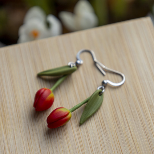 Náušnice - červené tulipány — foto 2