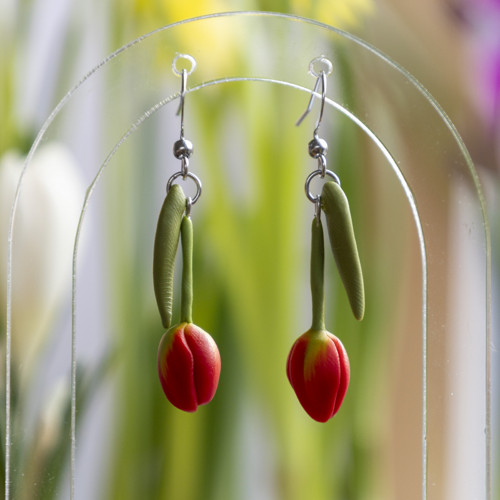Náušnice - červené tulipány — foto 3