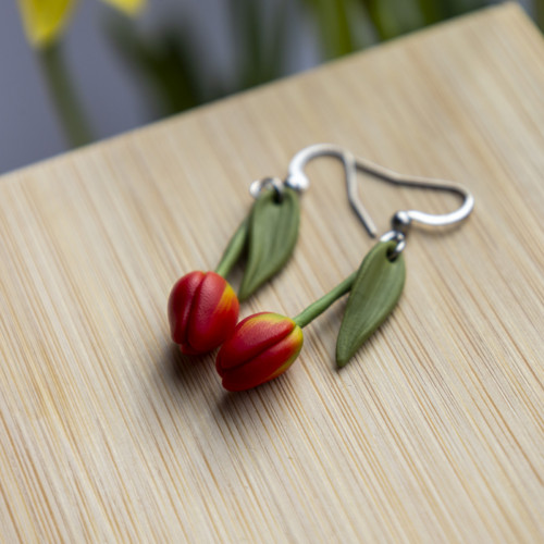 Náušnice - červené tulipány — foto 5