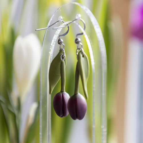Náušnice - vínové tulipány — foto 3