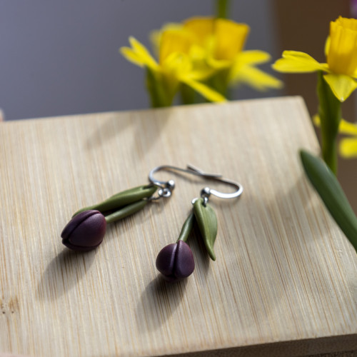 Náušnice - vínové tulipány — foto 6
