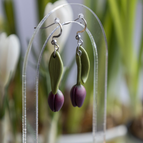 Náušnice - vínové tulipány — foto 3