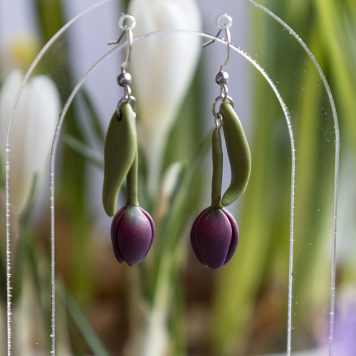 Náušnice - vínové tulipány — foto 2