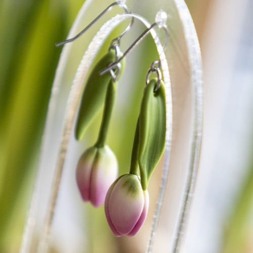 Náušnice - růžové tulipány — foto 4