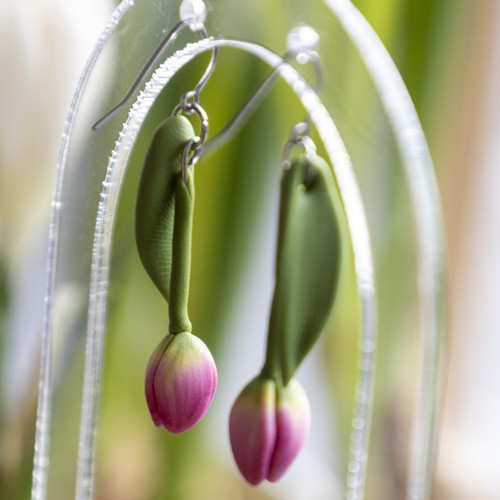 Náušnice - růžové tulipány — foto 3