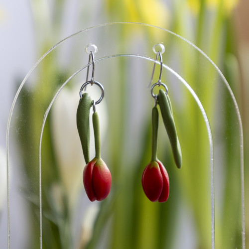 Náušnice - červené tulipány — foto 2