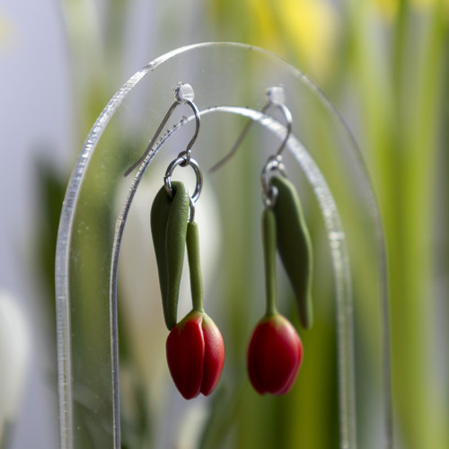 Náušnice - červené tulipány — foto 3