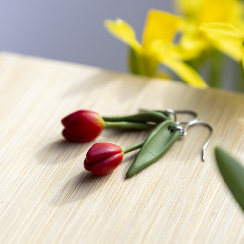 Náušnice - červené tulipány — foto 5