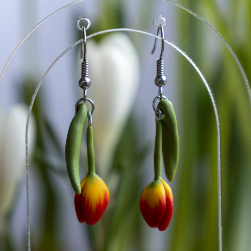 Náušnice - červené tulipány — foto 4
