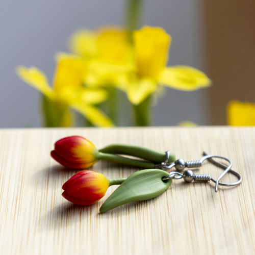 Náušnice - červené tulipány — foto 3