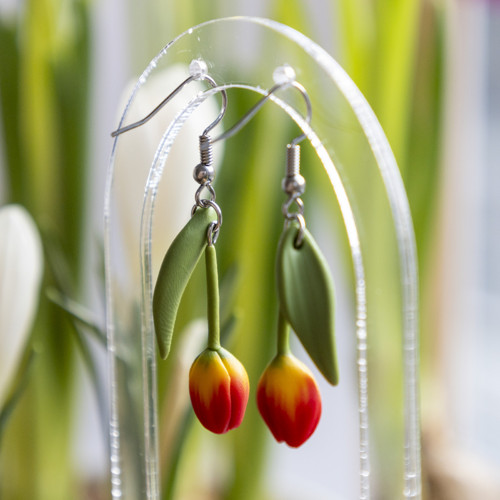 Náušnice - červené tulipány — foto 6