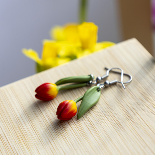 Náušnice - červené tulipány — foto 2