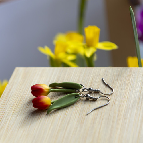 Náušnice - červené tulipány — foto 6