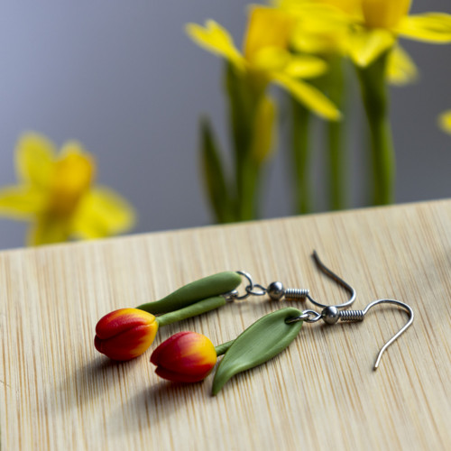 Náušnice - červené tulipány — foto 5