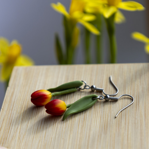 Náušnice - červené tulipány — foto 4