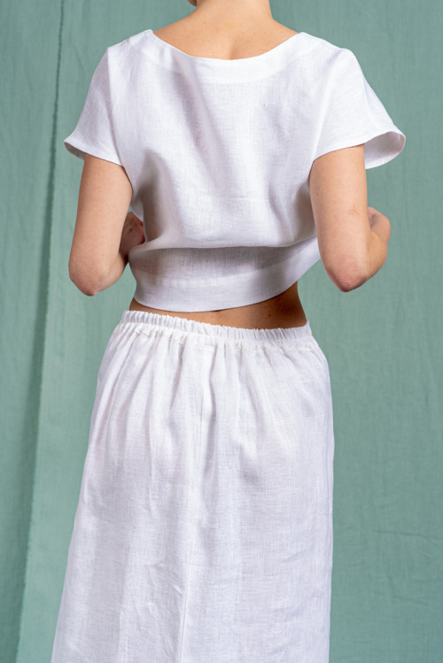 Lněný crop top Johnsburg — foto 4