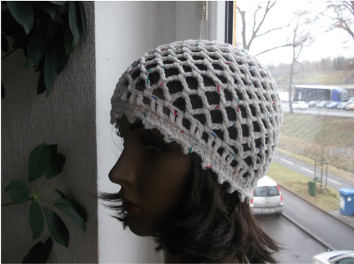Boho čapka z bílé bavlny . — foto 5