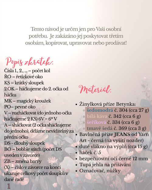 Oslík Emil - háčkovaný návod PDF (CZ/ENG) — foto 2