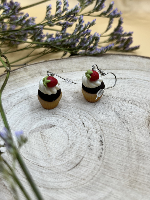 Náušnice Cupcake čoko – jahoda — foto 2