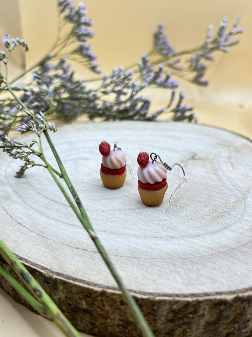 Náušnice Cupcake jahoda — foto 2