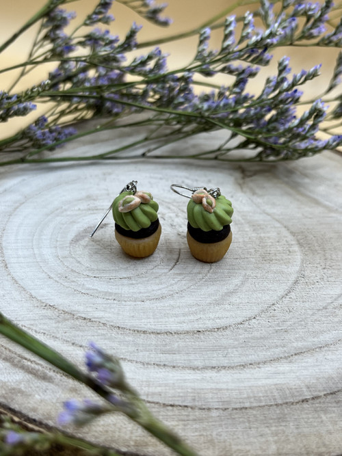 Náušnice Cupcake čoko – pistácie — foto 2