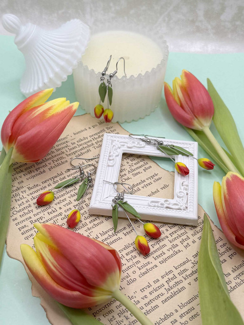 Náušnice tulipány visací — foto 2
