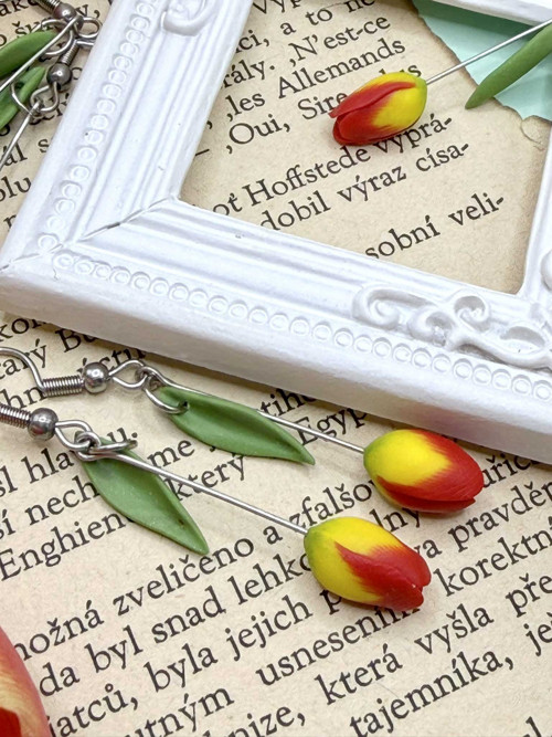 Náušnice tulipány visací — foto 5