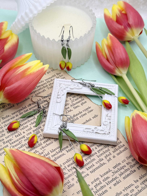 Náušnice tulipány visací — foto 3