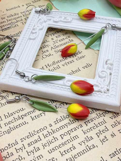 Náušnice tulipány visací — foto 4