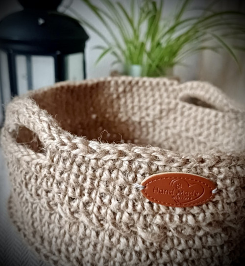 Háčkovaný jutový košík-boho ošatka — foto 3
