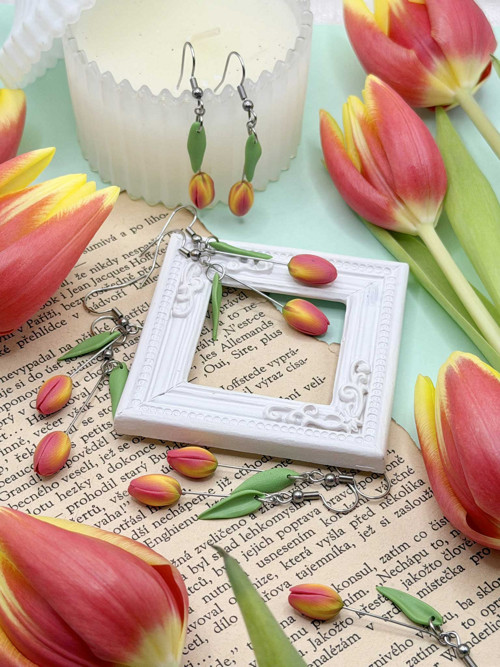 Náušnice tulipány visací — foto 2
